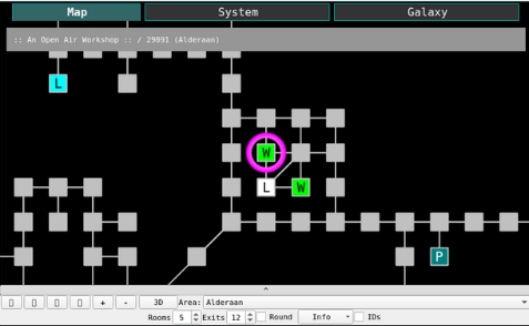 Section of Alderaan mapped out in LOTJ using Mudlet.