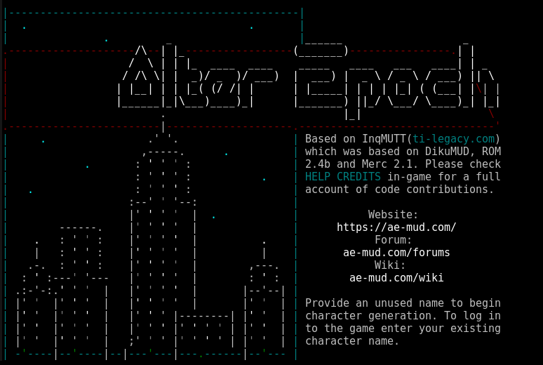 Alter Epoch's intro text, shown when connecting to the MUD.