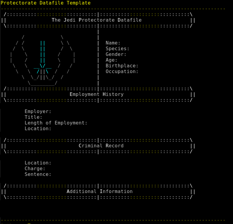 ASCII-heavy datafile template in LOTJ.