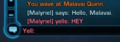 Malyriel says: Hello. Malyriel yells: HEY!