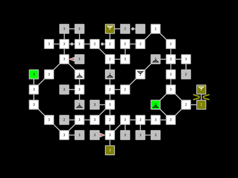 Map of the area in Mudlet with rooms numbered according to status.