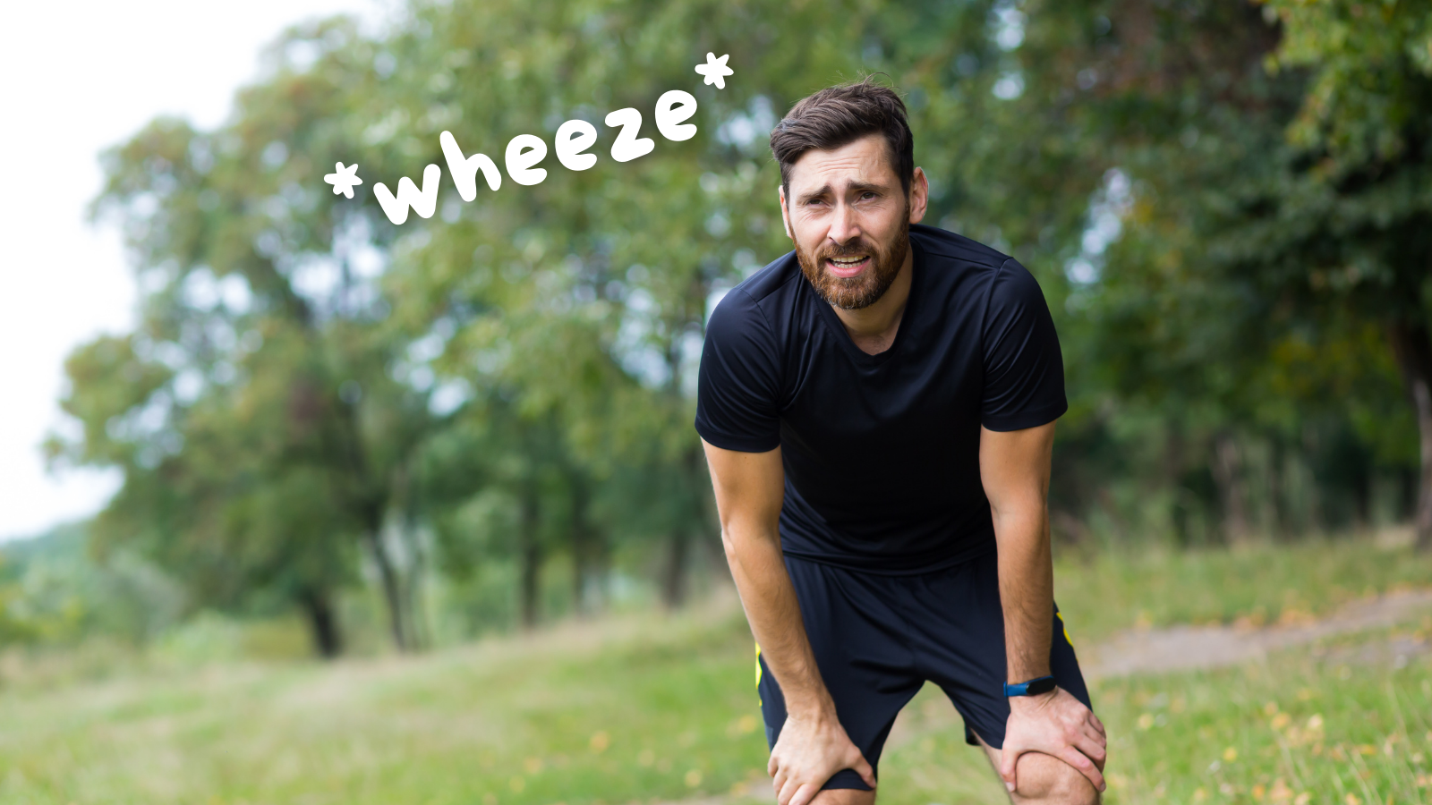 A tired-looking jogger resting with his hands on his thighs. Definitely not a Gary Sue.