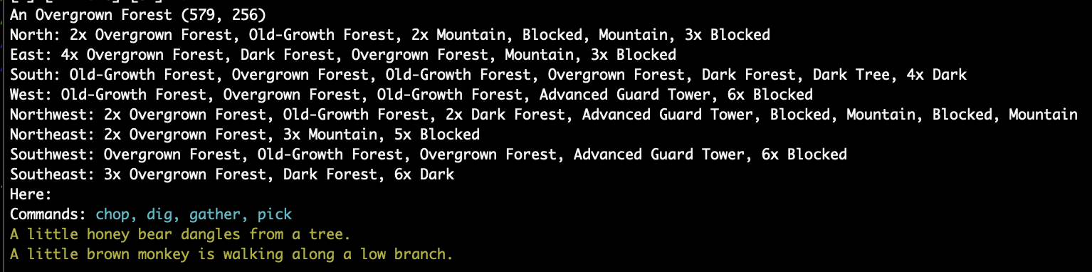 Descriptive text map output for An Overgrown Forest.