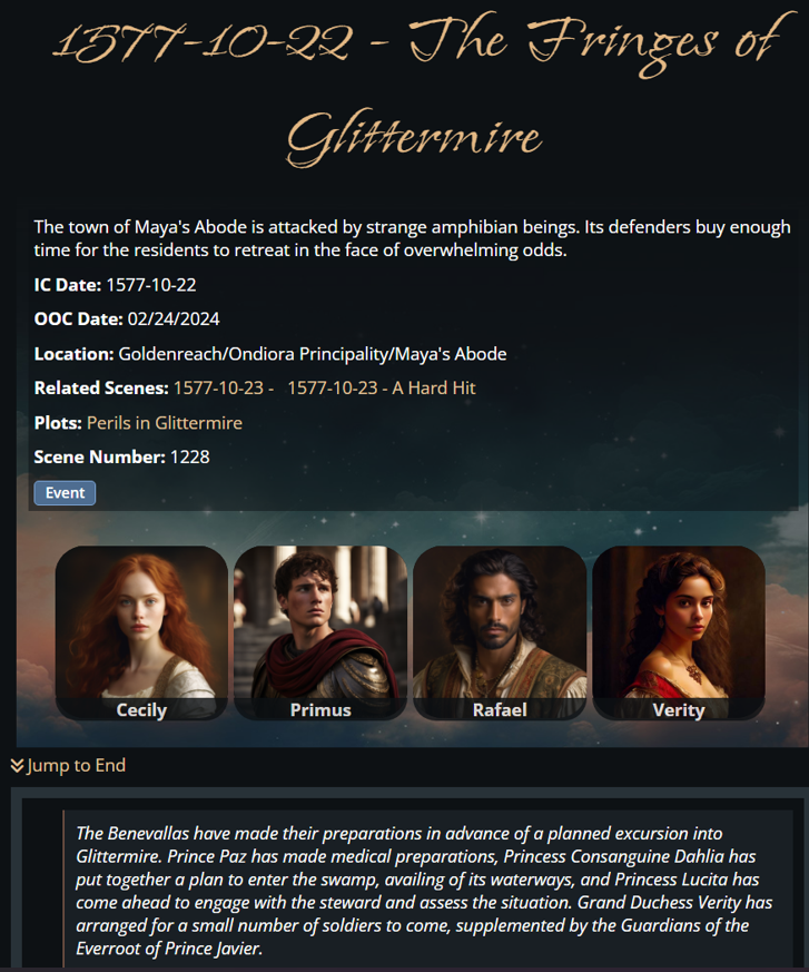 The town of Maya's Abode is attacked by strange amphibian beings. Its defenders buy enough time for the residents to retreat in the face of overwhelming odds.