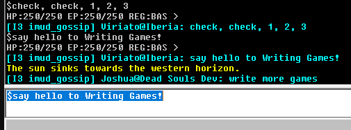 Viriato sending test messages over his I3-Grapevine bridge.