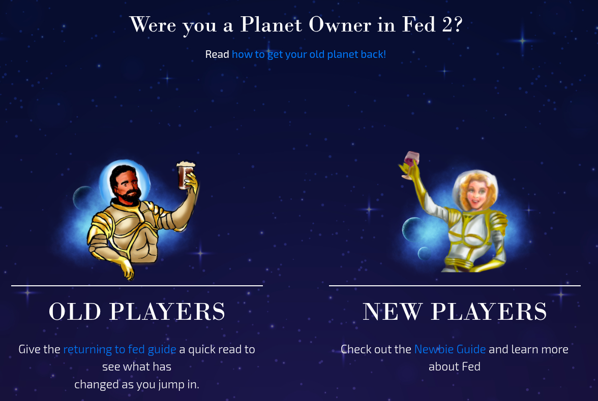 Were you a Planet Owner in Fed 2? Read how to get your old planet back!