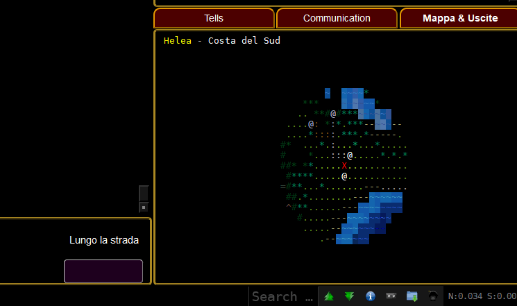 Day to night transition GIF showing ASCII map transition from day to night, the surroundings becoming dark.