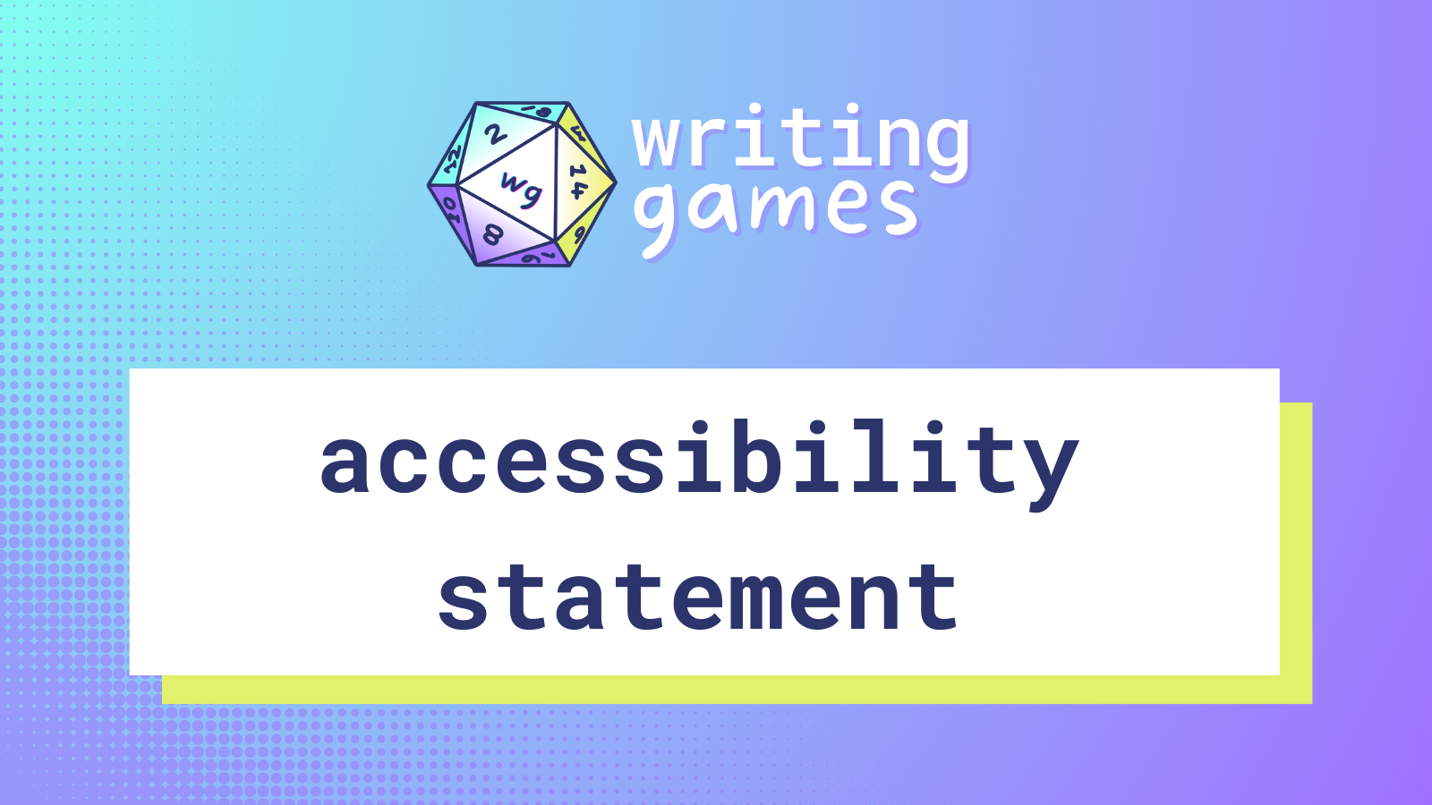 Accessibility Statement - Writing Games